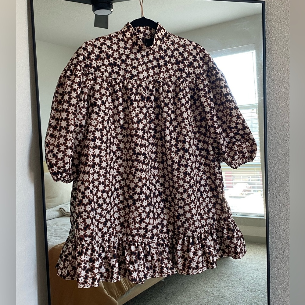 Anthropologie Star Patterned Mock Neck Mini Dress - Size XS, NWT